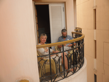 Cynthia and Bill Lotus Hotel Balcony